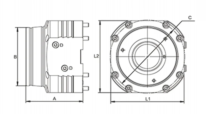 Fixed hydraulic collet chuck overall dimensions drawing